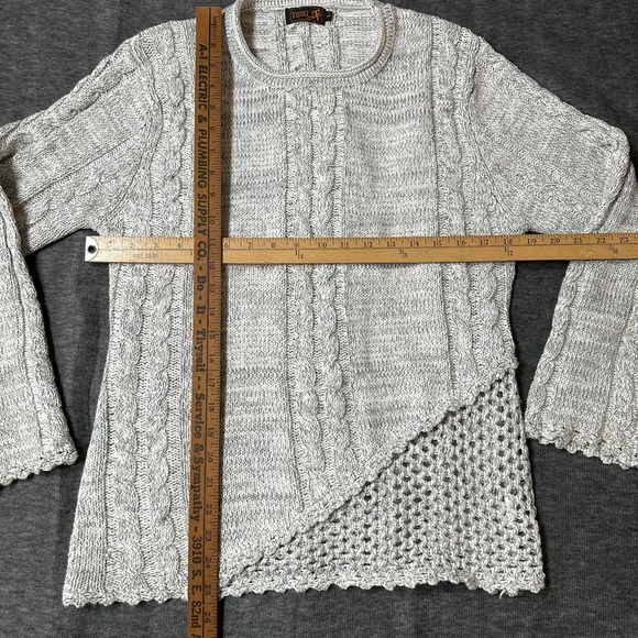 Ladies TIVOLI Linen Cotton Sweater Gray Rolled Neck L - Picture 6 of 10